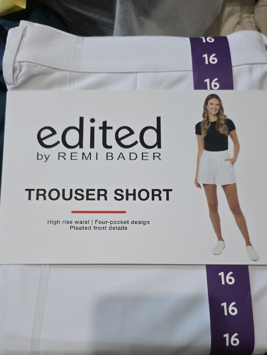 Edited By Remi Bader Pants - Edited by Remi Bader White High-Waist Trouser Shorts